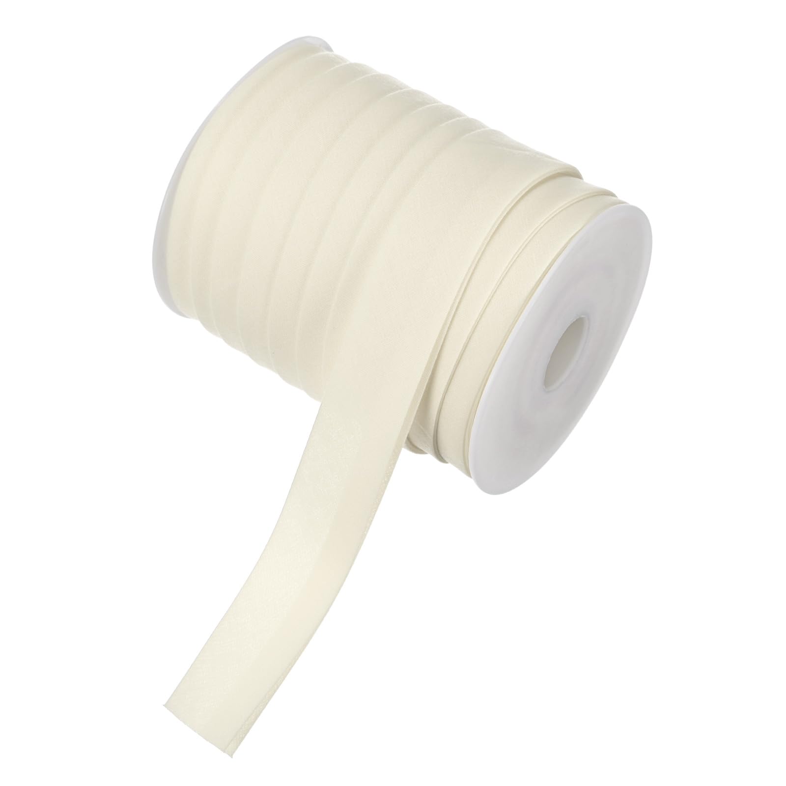 M METERXITY Double Fold Bias Tape 1 Inch 25 Yards Cotton Bias Binding Tape Bulk Double Fold Bias Tape for Sewing/Seaming Hemming/Binding//Quilting/DIY Craft [Beige White]