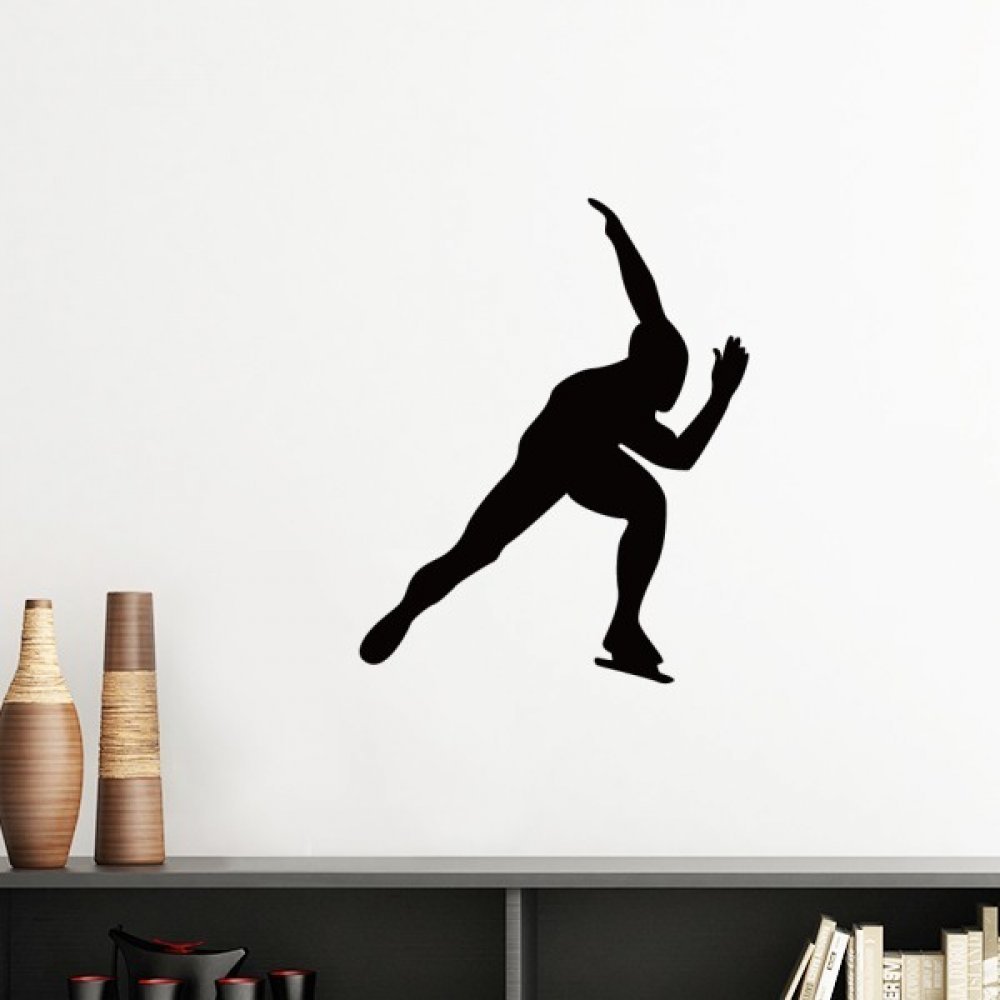 Sticker Mural Patinage Artistique Rouleau Silhouette Noir 50cm