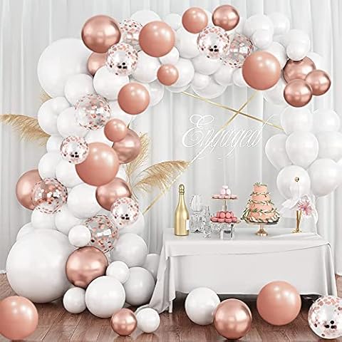 Rose Gold Balloon Arch Kit Rose Gold and White Balloons 96PCS Rose Gold Balloon Garland Kit Rose Gold Confetti Balloons for Birthday Party Decoration Cover