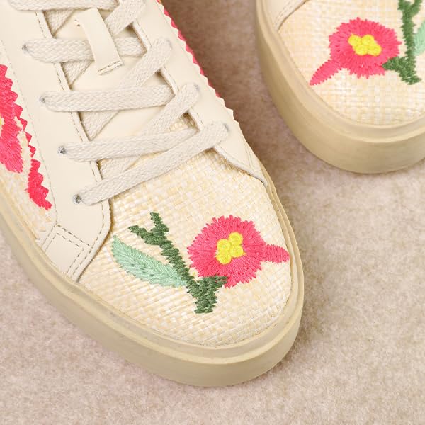 Image of Mi.iM Gaby Rubber Sole Lace-up Snake Print Suede Star Sneakers (Floral, US Footwear Size System, Adult, Women, Numeric, Medium, 7.5)