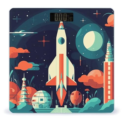 Báscula digital Rocket in Space vidrio templado para baño