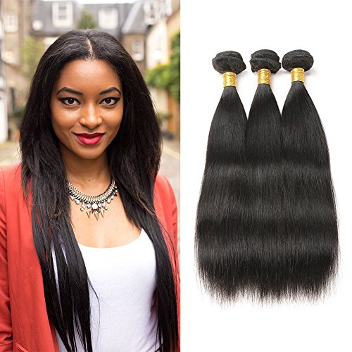 Mode Works Peruvian Straight Human Hair Bundles 7A Virgin Hair Extension Unprocessed Silky Straight Hair 3 Bundles Natural color ("16"18"20")