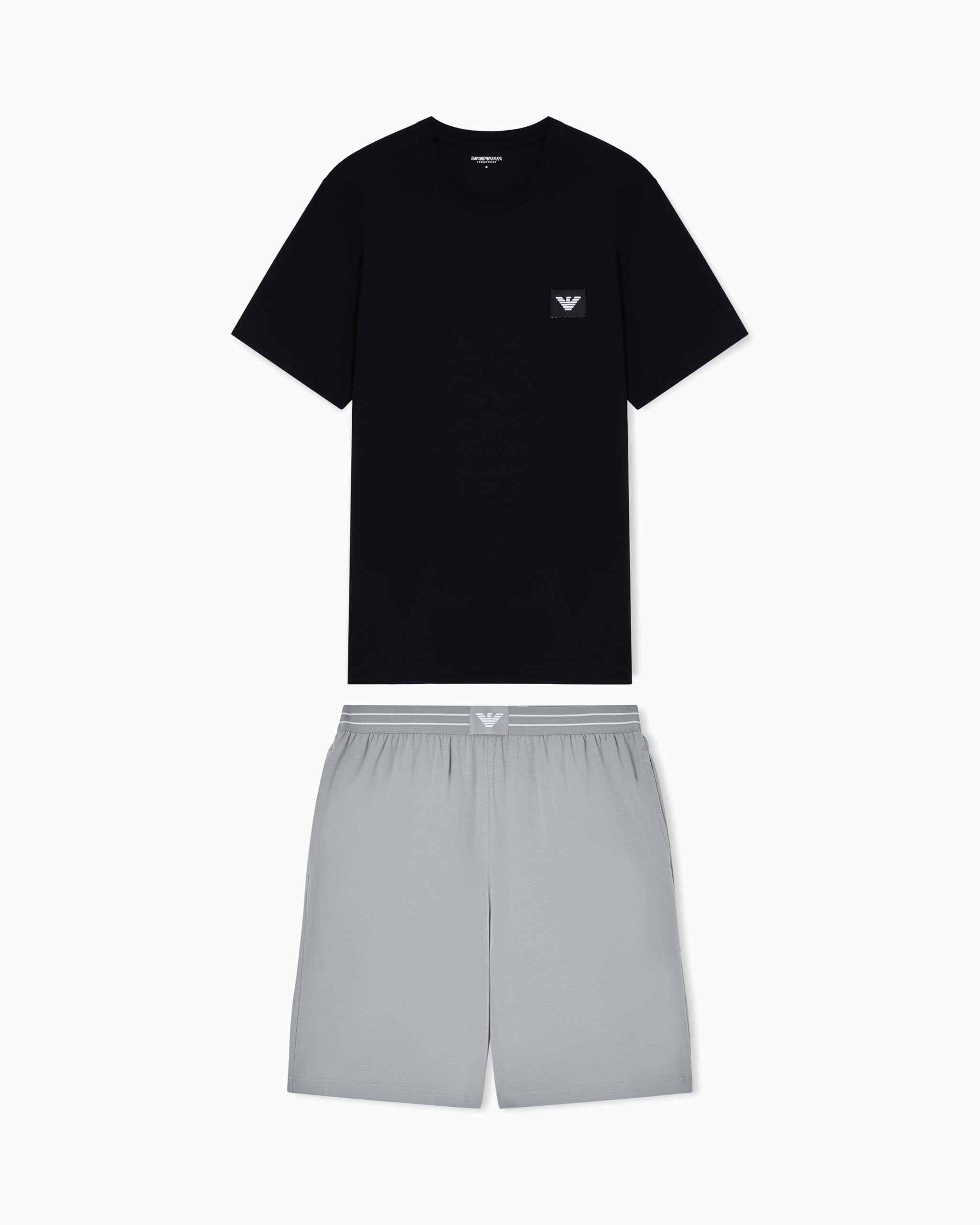 Emporio Armani Herren Grau Pyjama Jersey-Baumwolle Gemustert