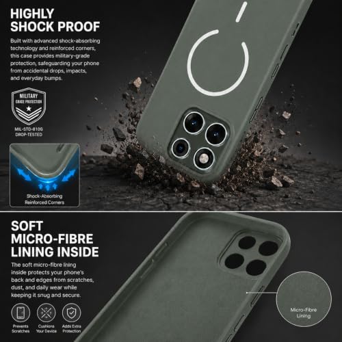 Image of SBMS Silicone Back Cover Case for Motorola Edge 70 Fusion 5G | Soft Micro-Fibre Lining Inside | Magsafe Print On Back Side Camera Protection Bump | Shockproof Case Moto Edge 70 Fusion (Green)