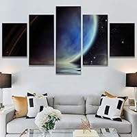 SIGNWIN 5 Panel Canvas Wall Art Modern Art Astronomy & Space Colorful Cosmic Decorative Elements Multicolor Photography for Home Decorations Ready to Hang - 60