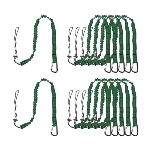 Image of MECCANIXITY Retractable Tool Lanyard 3.6ft with Single Aluminum Buckle and Adjustable Loop End, Maximum Weight Limit 10KG / 22lb, Safety Fall Protection Tools Leash, Dark Green 12 Pack