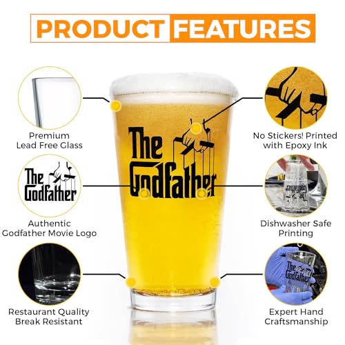The Godfather & Godmother Printed Pint & Stemless Wine Glass Set - Premium Quality Licensed, Handcrafted Glassware - A Collectible Gift for Godparents, Movie Lovers & Special Occasions - Image 4