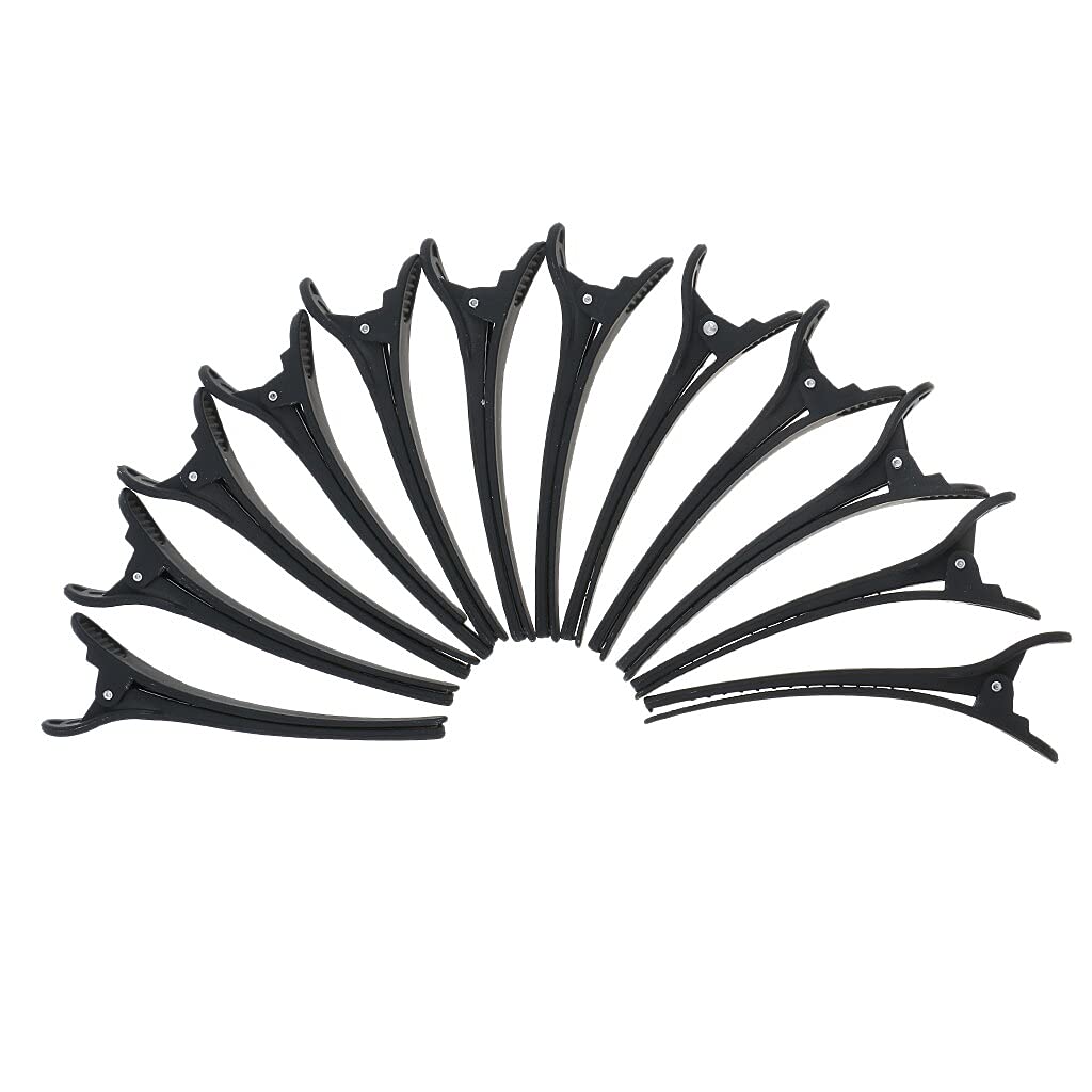 ayushicreationa Plastic Hair Styling Section Clips for Hair Partition, Cutting for Parlor, Saloon and Home Use for Women and Girls (12 Pcs, Black)