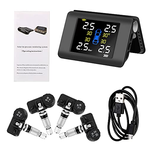 Tpms Système de surveillance de la pression des pneus de voiture Affichage de l'alimentation solaire avec 4 capteurs externes ou intégrés Capteur Pression Pneu (Color : Internal Sensors)