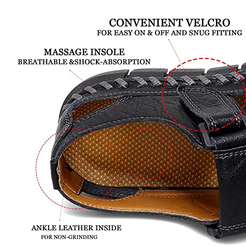 HESBITEUL Men's Sport Sandals Outdoor Hiking Sandals Closed Toe Leather Athletic Lightweight Trail Walking Casual Sandals Water Arch Support & Non-slipping Outsole3