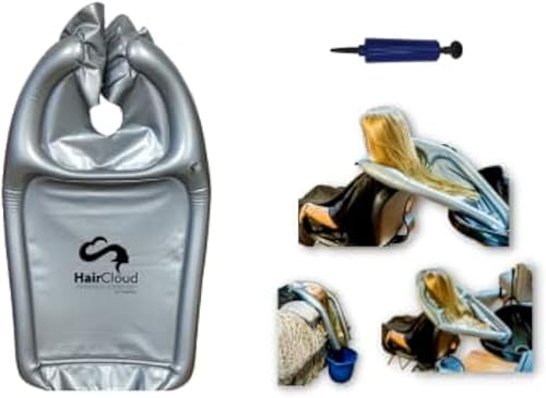 Embudo inflable para lavar el cabello con champú en cualquier silla y lavabo. Dispositivo de bandeja portátil para usar en casa, en salón, hogar de