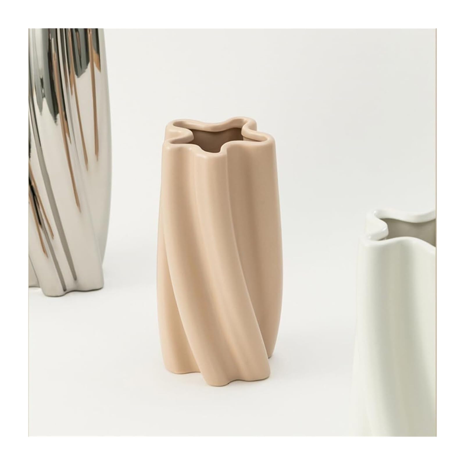 Blumenvase Spinnende Marshmallows, handgefertigte Keramikvasen, Seestern-Flaschenaufsätze, Blumendekorationen Wohndekoration(Milk Tea 9in)