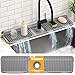 24'' Longer Faucet Mat for Kitchen Sink Splash Guard[7° Slope Fast Self-draining][Snap Lock Fit]Kitchen Sink Faucet Mat Splash Guard Kitchen Sink Area Water Splash Guard Behind Faucet Draining Mat