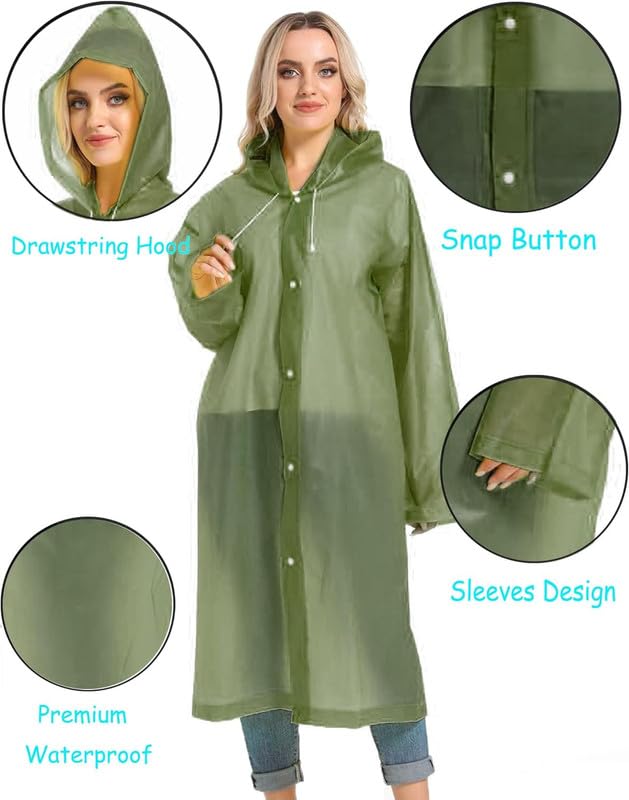 Image of OKARA EVA Waterproof Rain Coat Hooded Outdoor Water Resistant Suit Portable Men and Women
