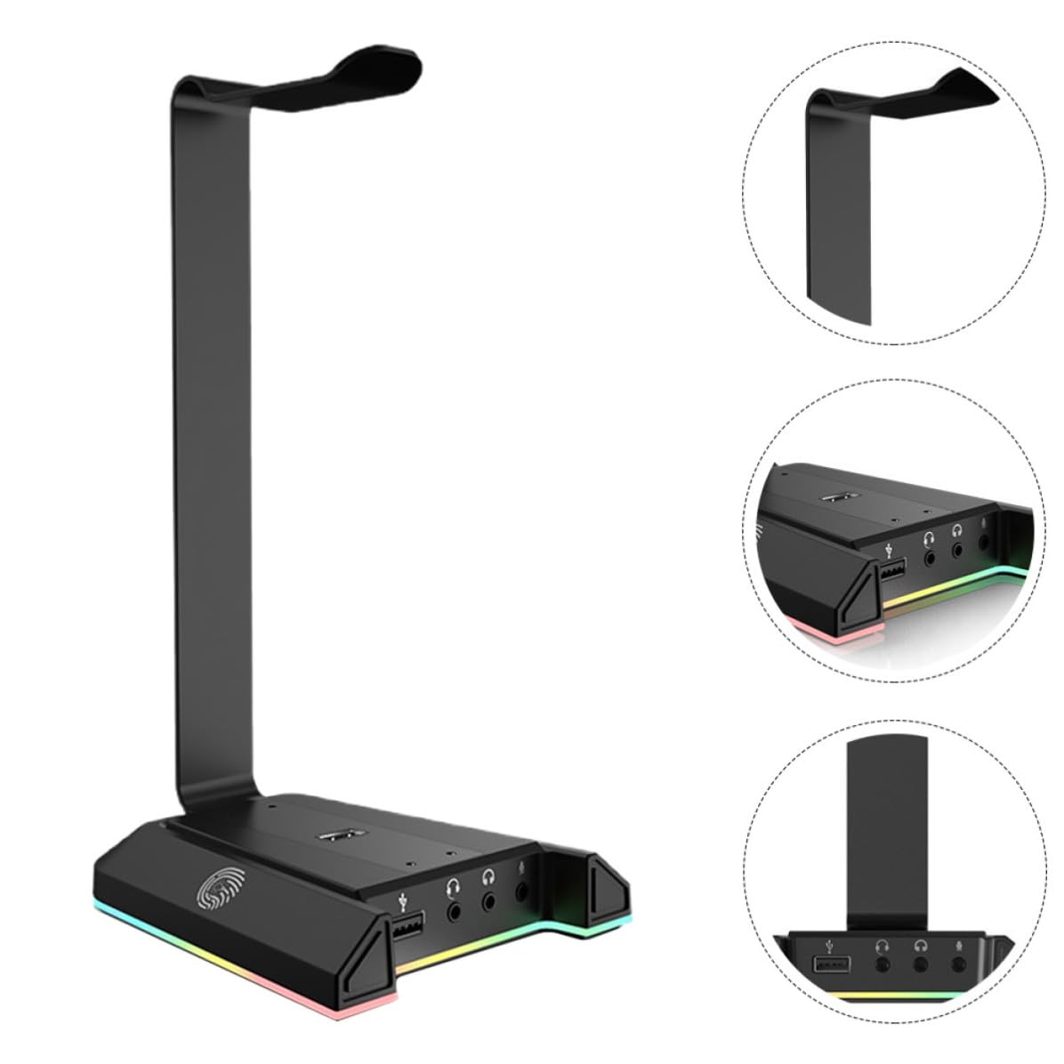 PRETYZOOM Soporte para Auriculares de Sobremesa ABS Puerto USB Negro