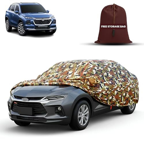 Image of MORNYRAY Car Cover for Maruti Suzuki Grand Vitara | Fully Waterproof Car Body Cover | with Mirror & Antenna Pocket | Dustproof, Windproof & Anti-Scratch Lining, Camouflage