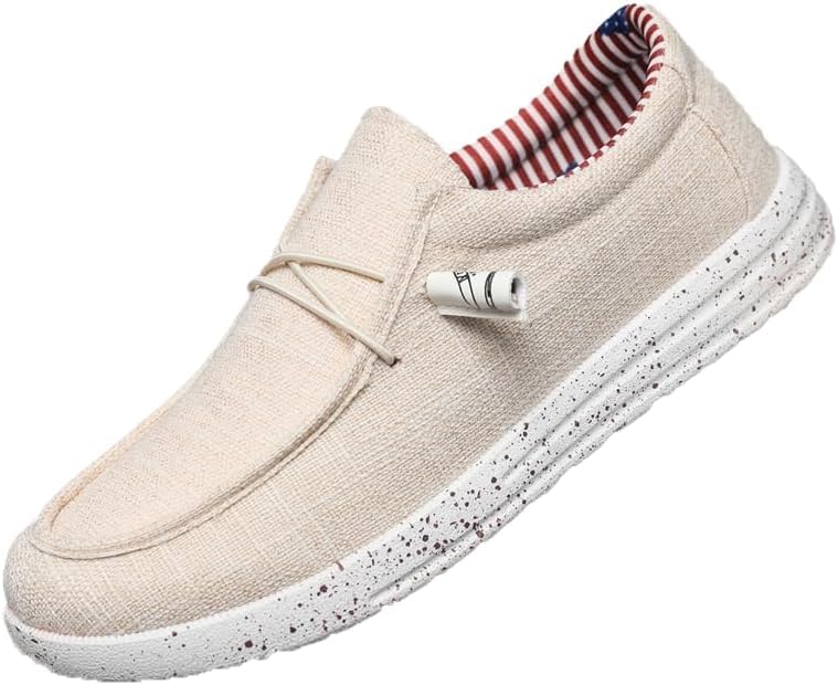 Men's Casual Slip On Canvas Loafers Cushioned Footbed Light Flex Sole Comfortable Shoes