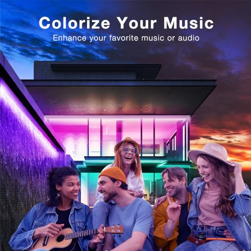 Image of DAYBETTER Outdoor Led Strip Lights Waterproof, Smart LED Lights Work with Alexa and Google Assistant, WiFi App Control DIY Multiple Color Changing Lights Music Sync, LED Lights for Bedroom 32.8 ft