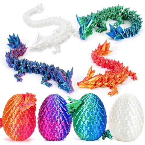 3D Printed Dragon & Egg Fantasy Animal Set (4 pcs)