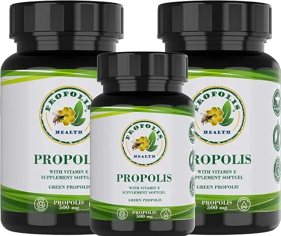 PRÓPOLIS EM CÁPSULAS - KIT 3 PRÓPOLIS VERDE COM VITAMINA E- EM CÁPSULA 1000MG POR DIA - SUPLEMENTO PARA 150 DIAS