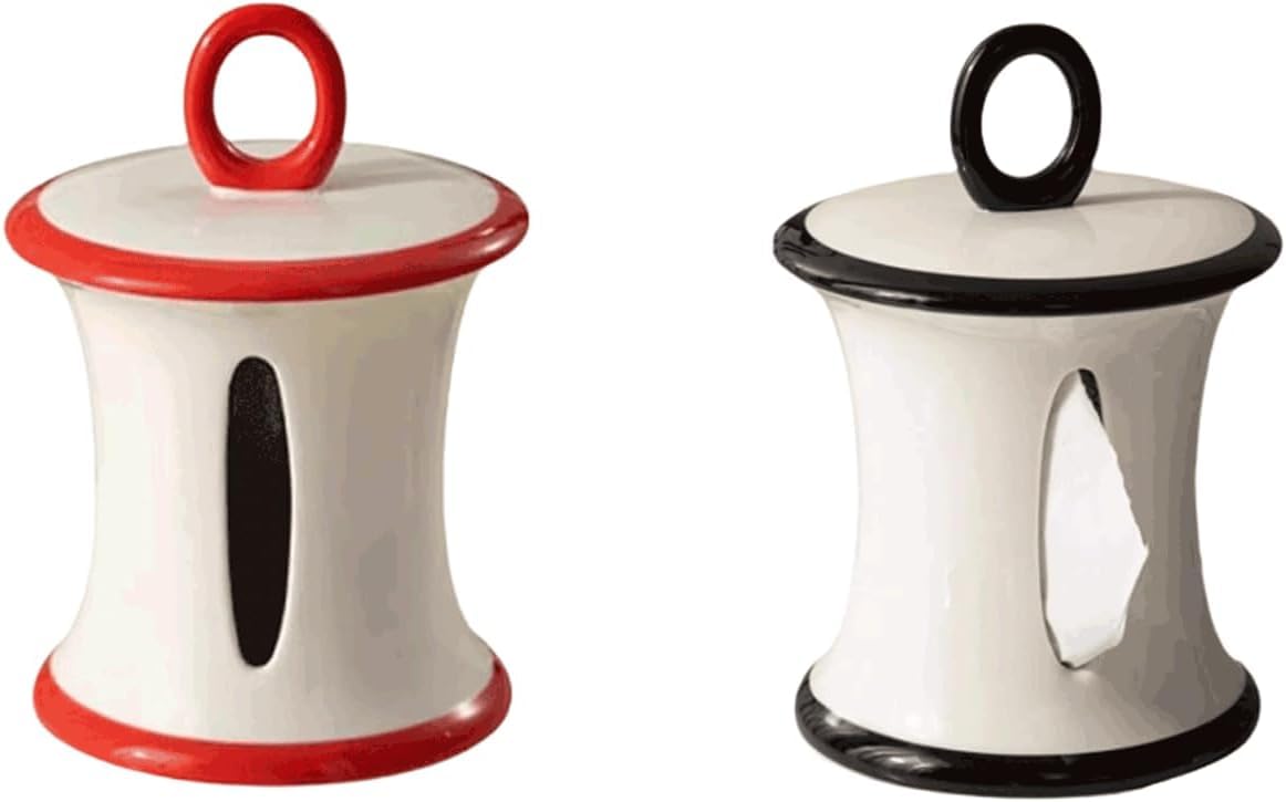 Ceramic Tissue Box Organizer Portable Dispenser Multicolor(Red+black)