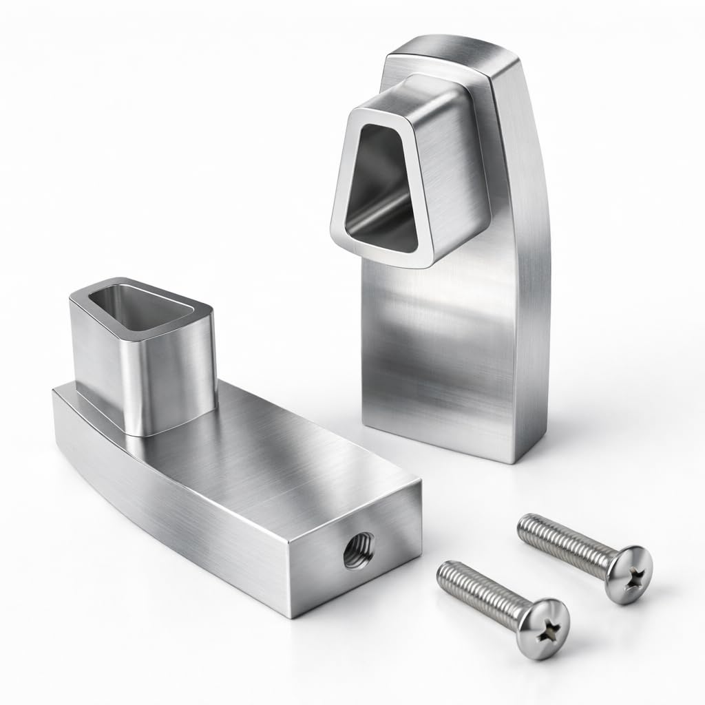 Solid Aluminum Shower Door Towel Bar Brackets – Heavy-Duty Metal Replacement Brackets for Alumax &amp; Basco Framed Doors – Rust-Proof Shower Door Handle Replacement Parts (2-Pack, Silver)