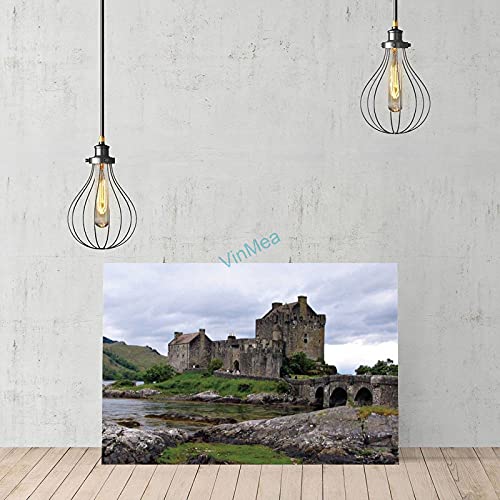 Eilean Donan Castle Scotland -Oil Painting On Canvas Modern Wall Art Pictures For Home Decoration Wooden Framed (12X16 Inch, Framed) #TOP1