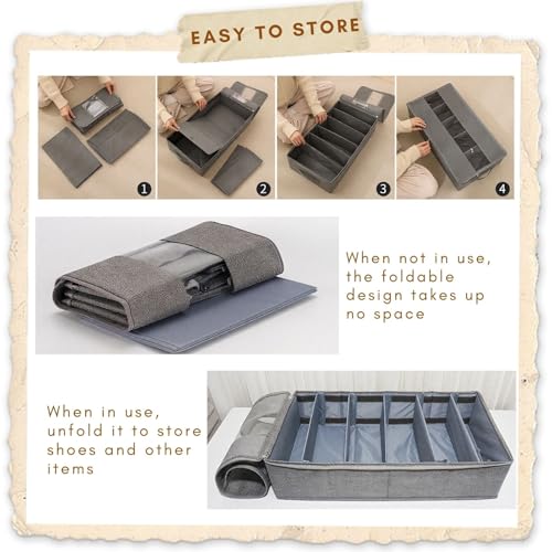 Scatole per scarpe con coperchio a C, confezione da 2 organizer per scarpe per 6 paia, in plastica trasparente con manici, perfette per armadio, camera da letto, organizzazione dell'ingresso