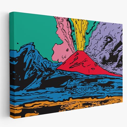 Andy Warhol Riproduzione Vesuvio Napoli 100x150cm - Quadro su Tela in Cotone con Telaio, Pronto da Appendere, Quadri Moderni Soggiorno, Arredo Casa Ufficio, Eco-Friendly, Made in Italy