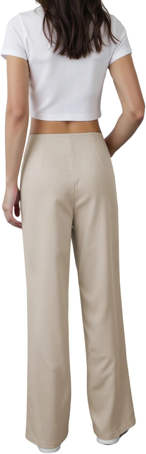 Women's Elastic Waist Wide Leg Lounge Pants - High Waisted Casual Long Pants with Pocket | Soft Palazzo Trousers