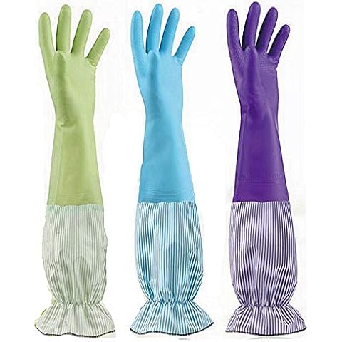 3 Pairs PVC Kitchen Cleaning Gloves Dishwashing Glove Cover