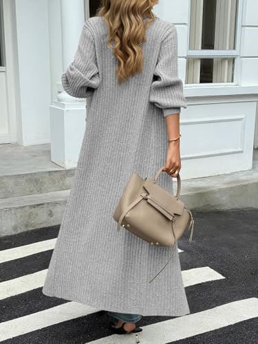 Image of Saodimallsu Womens Long Duster Cardigans Button Down Maxi Sweater Dress