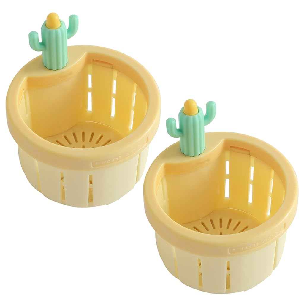 Elnwnnkc 2Pcs Cactus Shaped Kitchen Waste Strainer Press Release Draining Basket Food Waste Catcher Sink Filter Easy