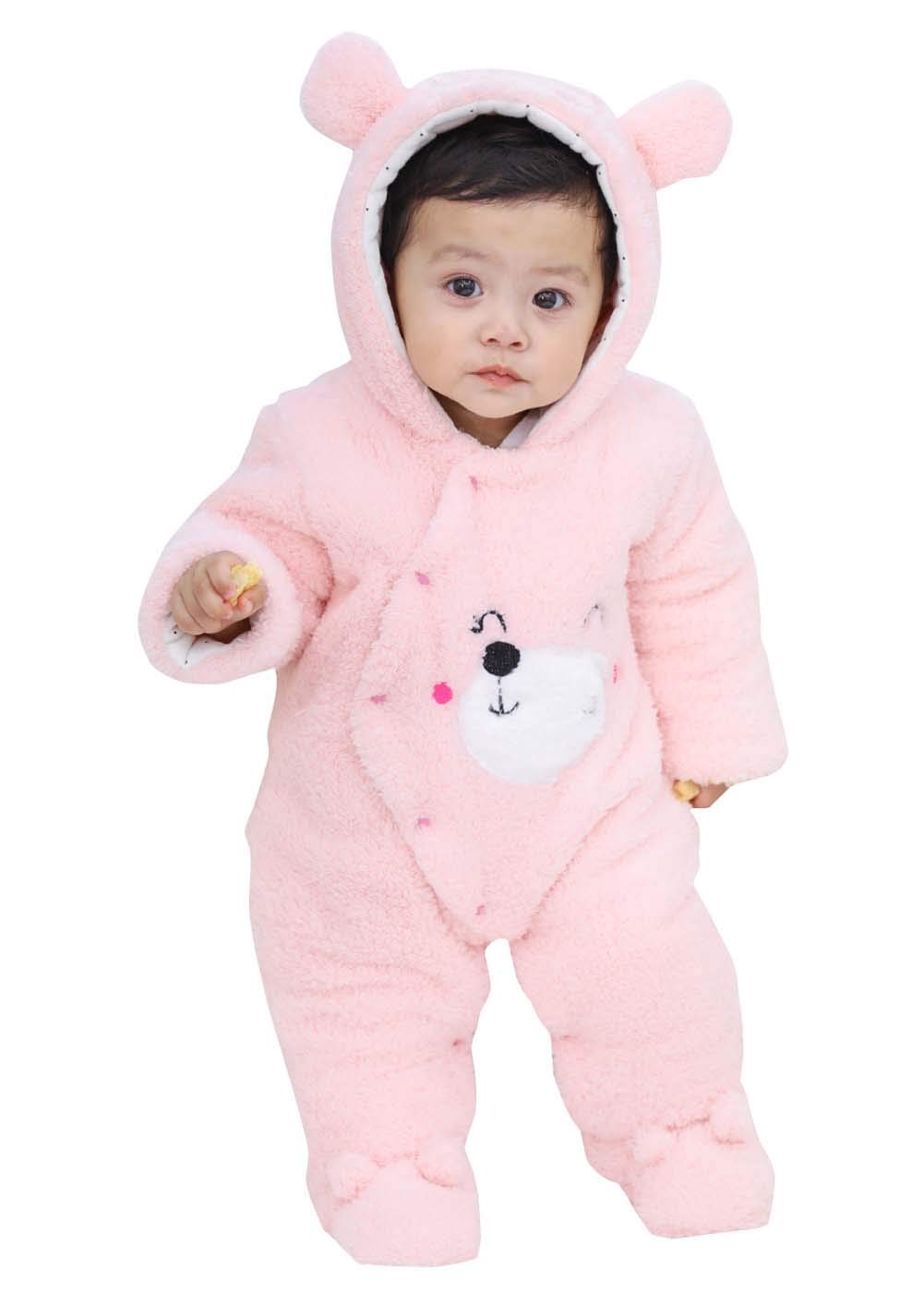 FEOYABaby Snowsuit Hooded Romper Fleece Boy Girl Winter Clothes Newborn Hooded Jumpsuit Toddler Outwear 0-18 Months