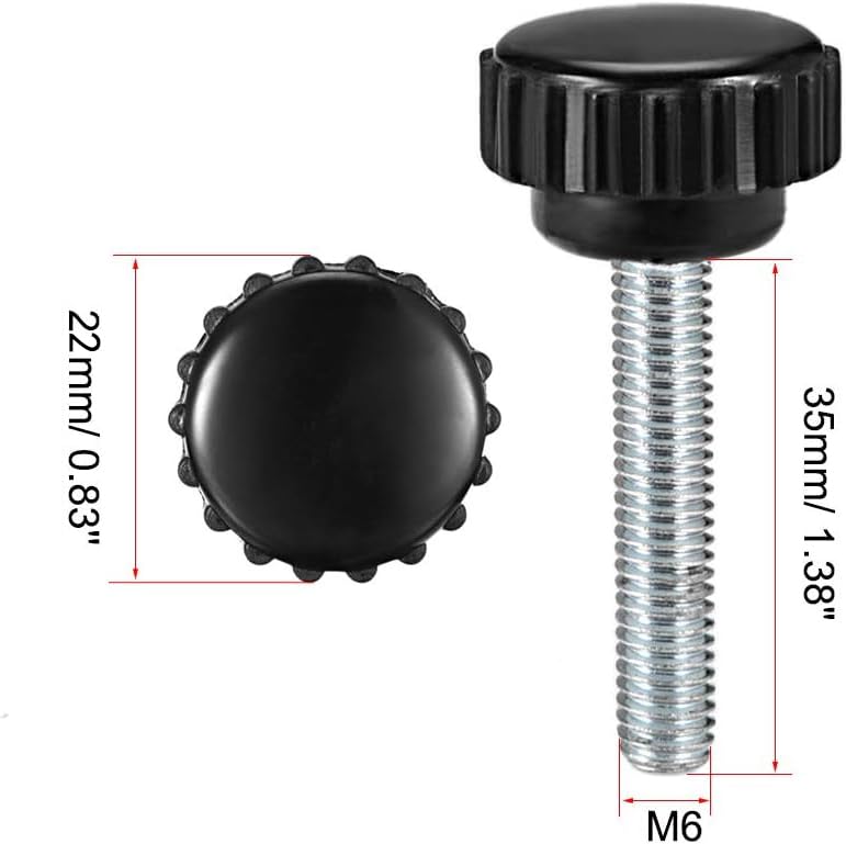 MACHSWON Knurled Clamping Knobs Saw Drill Press Lathe and Routing Jigs Packaging Machinery Printing Equipment Hand Clamping Handle Bolt Hand Knob Screw Replacement Parts M6 x 35mm 5pcs - Image 2