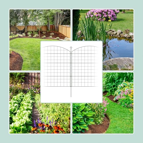 Relaxdays Teichzaun, 5 Zaunelemente, je HxB: 78 x 75 cm, Oberbogen, zum Stecken, Metall, Garten, Pool, Beetzaun, grün