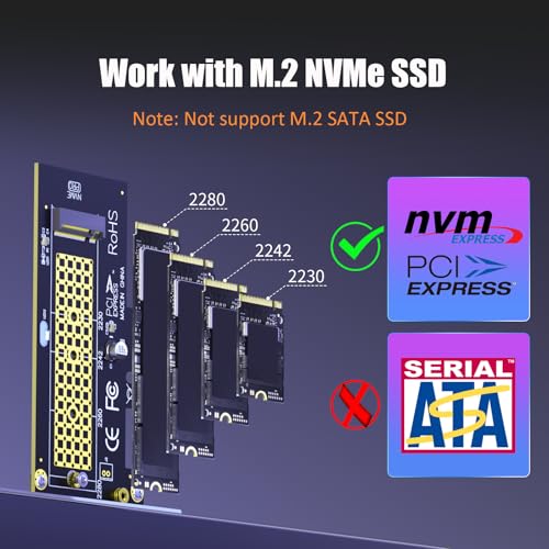 Image of GLOTRENDS M.2 PCIe X1 Adapter With Screw for NVMe /AHCI Key M SSD, X1 /X4 /X8 /X16 Lane Installation, X1 Bandwidth (PA09-X1)