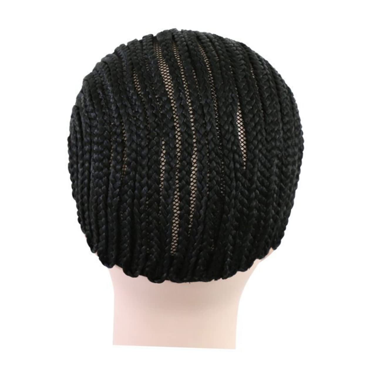 3 Piezas gorras para hacer pelucas casquillo de la peluca de cornrow gorras de peluca trenzada para crochet peluca de wig cap gorro para pelucas agujas de ganchillo Black