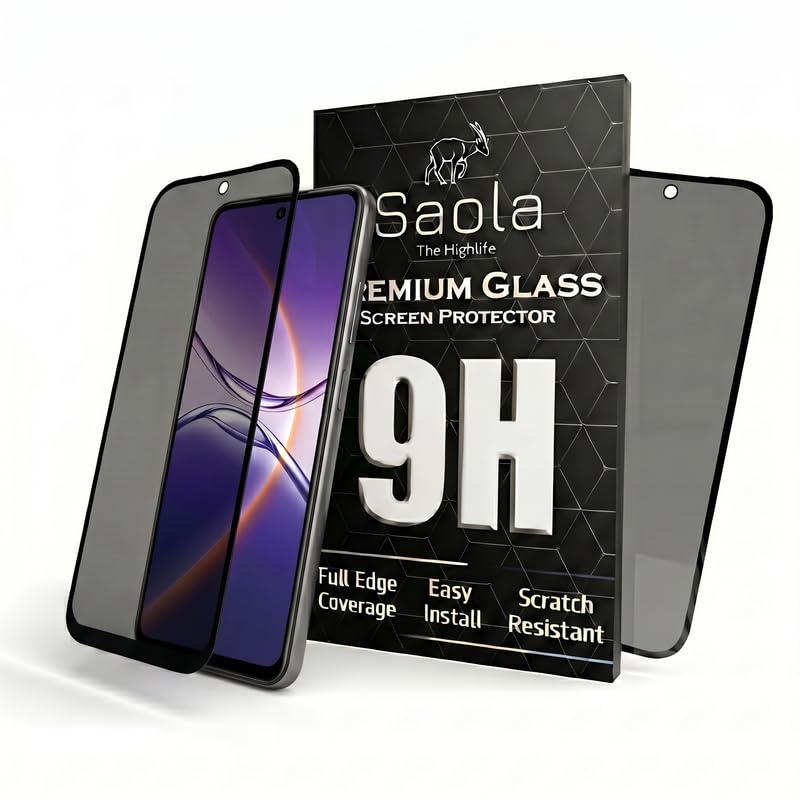 Image of Saola Ultra Privacy Tempered Glass For Oppo K13x 5G (PACK OF 1) with Free Installation Kit. Full screen Coverage. Free Replacement If Received Damaged - 6.67 inch