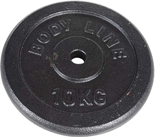 Bodyline Gietijzeren schijf van 10 kg voor haltertraining, haltertraining en gewichtheffen - diameter 25 mm - voor gym, fitness, thuistraining - Afbeelding 3