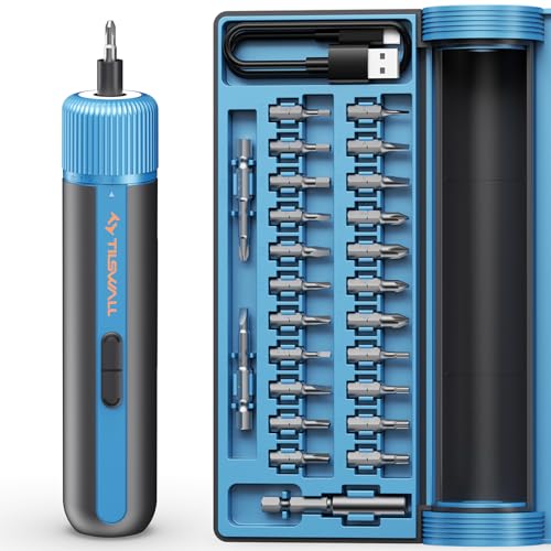 Tilswall 4V Electric Screwdriver Cordless, 10N.m High Torque /260 RPM, Cordless Screwdriver with 4-Level Control, 2200mAh USB-C Fast Charging, with 25pc S2 Steel Bits for DIY and Home Repairs (Blue)