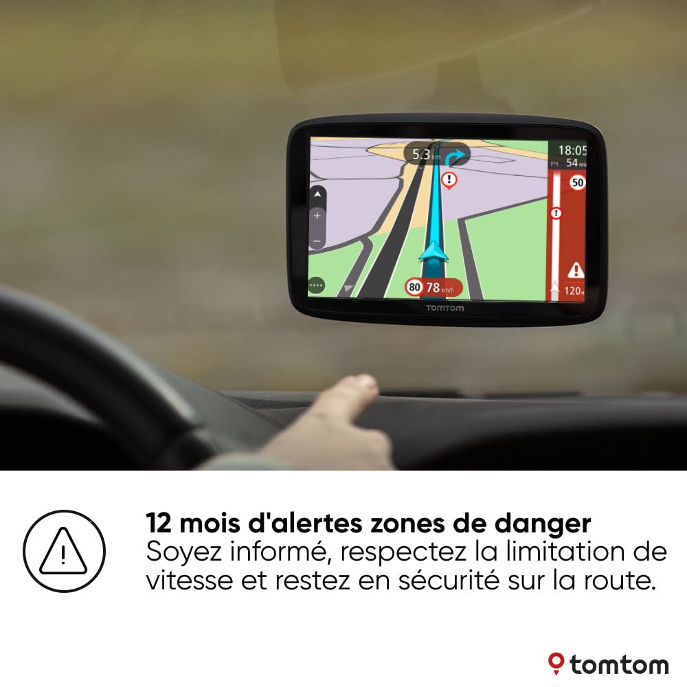 Tomtom GPS GO Navigator (6 Pouces, info trafic en Temps réel, essai du Service Alerte de Zones de Danger, Cartes du Monde, Mise à Jour Via Wi-FI)