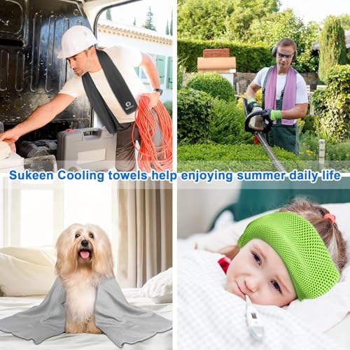 Image of KUEN [4 Pack] Cooling Towel (40 inchx12 inch), Ice Towel, Soft Breathable Chilly Towel, Microfiber Towel for Yoga, Sport, Running, Gym, Workout,Camping, Fitness, Workout & More Activities
