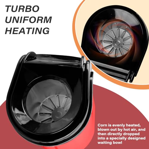 Macchina Per Popcorn Ad Aria Calda, 1200W Mini Macchina Per Popcorn Ad Aria Calda Senza Olio E Grassi, Avvio Rapido In 3 Minuti, One-Touch, Funzionamento Compatto, Macchina Per Popcorn Design Retrò - 3