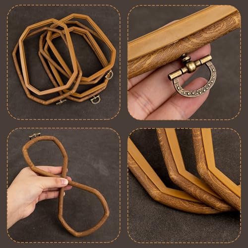 Image of Framendino, 3 Pack Imitation Wood Embroidery Hoops Cross Stitch Craft Hoop Frame for Sewing 5.9 inchx 7.87 inch