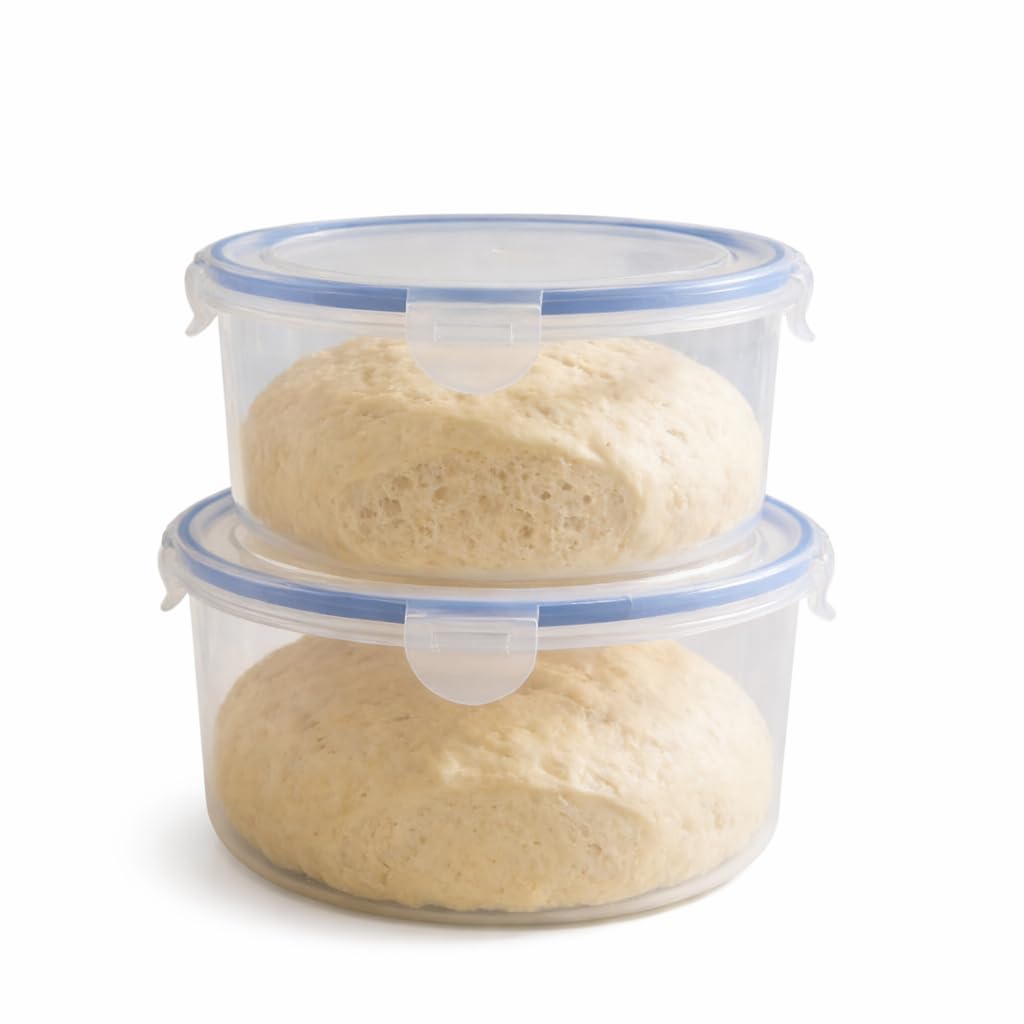 Punorric Pizza Dough Proofing Box 2-Piece Dough Proofer & Bread Proofing Box, Round Dough Proofing Storage Organizer with Lid Stackable Fermentation Containers