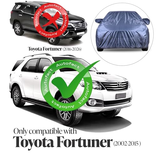Image of Autofact Premium Car Cover for Fortuner 2009-2015 | All Weather Water-Resistant Full Body Car Cover | Light-Weight Triple-Stitched Outdoor Shield with UV Protection, Dustproof & Heat-Resistant
