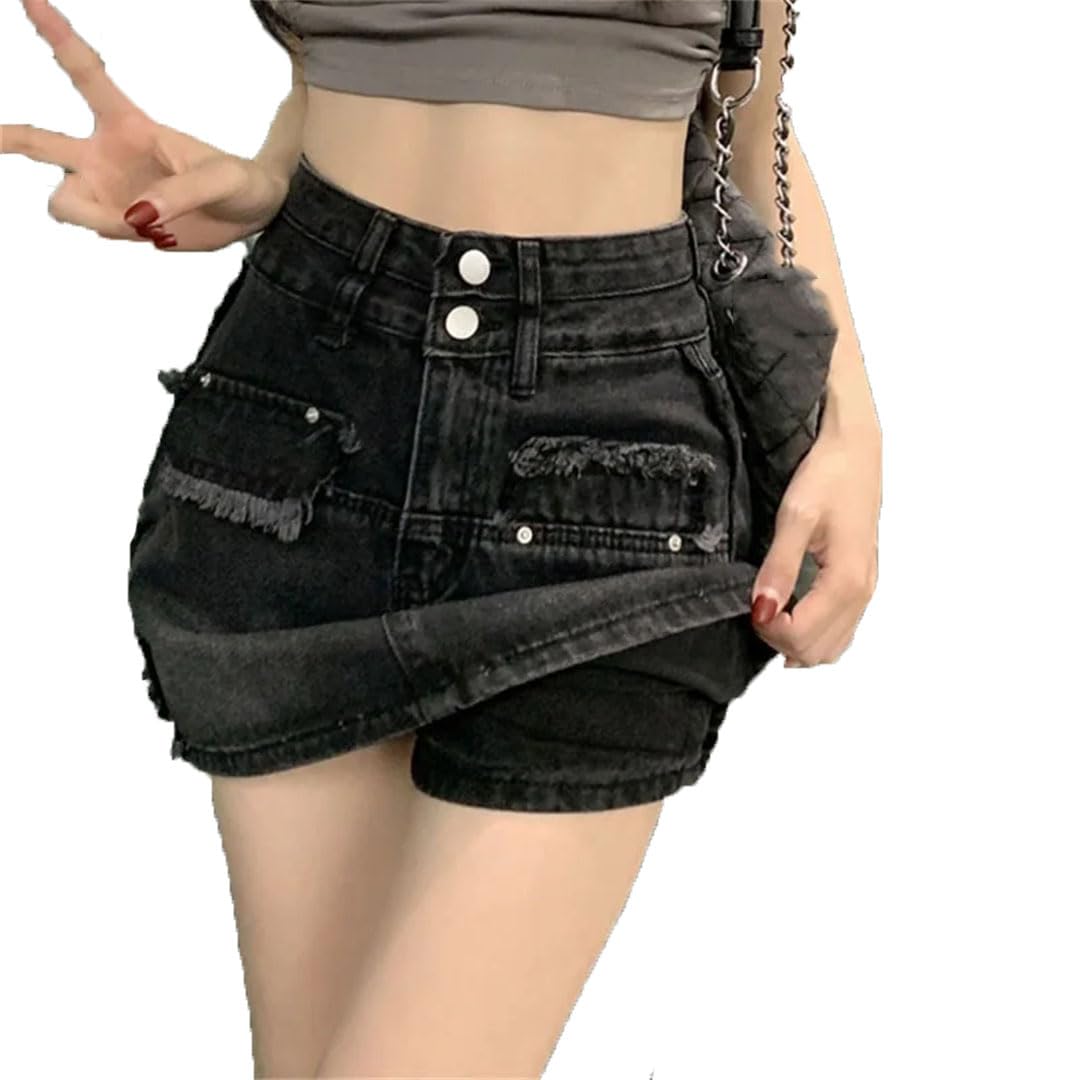 Adhdyuud Gonna da donna in denim con bordo grezzo Y2k sexy jeans skorts vintage casual minigonna