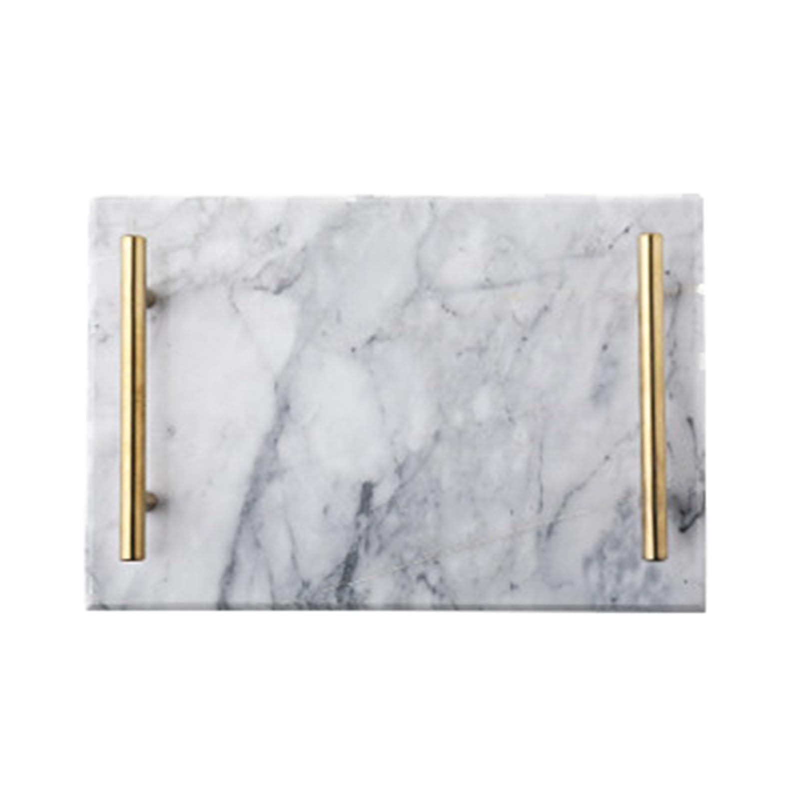 Marble Tray,Rectangular Storage,Stainless Steel Handle,Non-slip Base,Perfect for Holding Cups and Fruit(Color2)