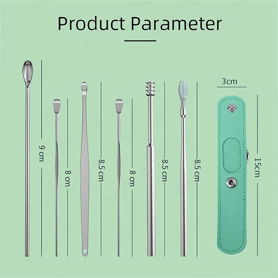 The Most Professional Ear Cleaning Master, 6Pcs Ear Pick Earwax Removal Kit, Earwax Cleaner Tool Set with PU Leather Bag (Black)